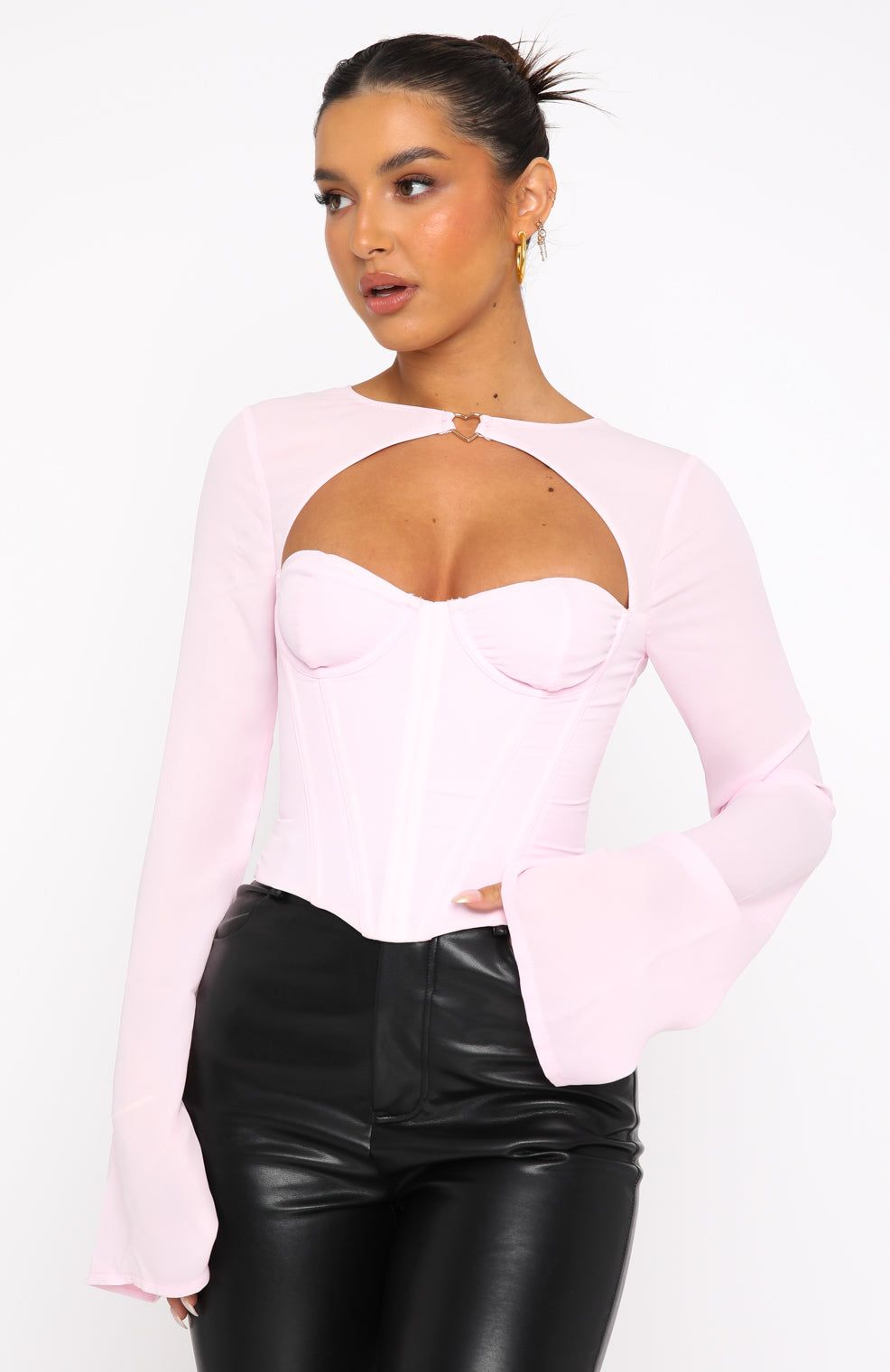 Meet Me Out Long Sleeve Bustier Baby Pink sold by White Fox Boutique product image thumbnail 2