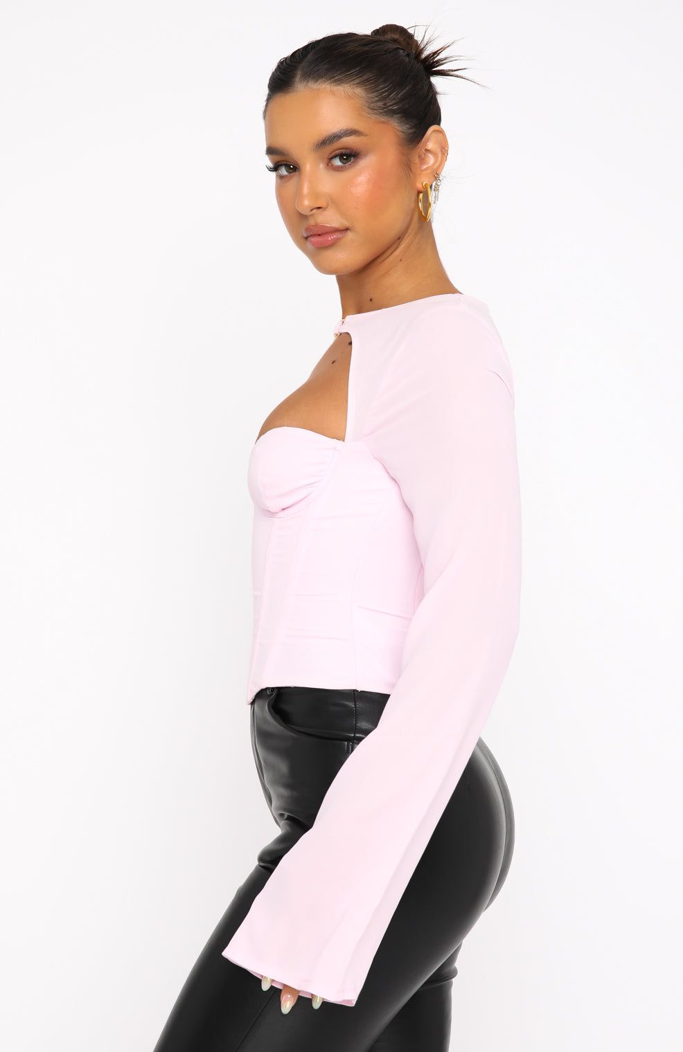 Meet Me Out Long Sleeve Bustier Baby Pink sold by White Fox Boutique product image thumbnail 3