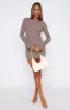 Turn The Lights Down Long Sleeve Mini Dress Mocha sold by White Fox Boutique