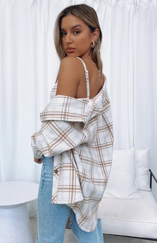 I Think Of You Plaid Shirt Cream sold by White Fox Boutique
