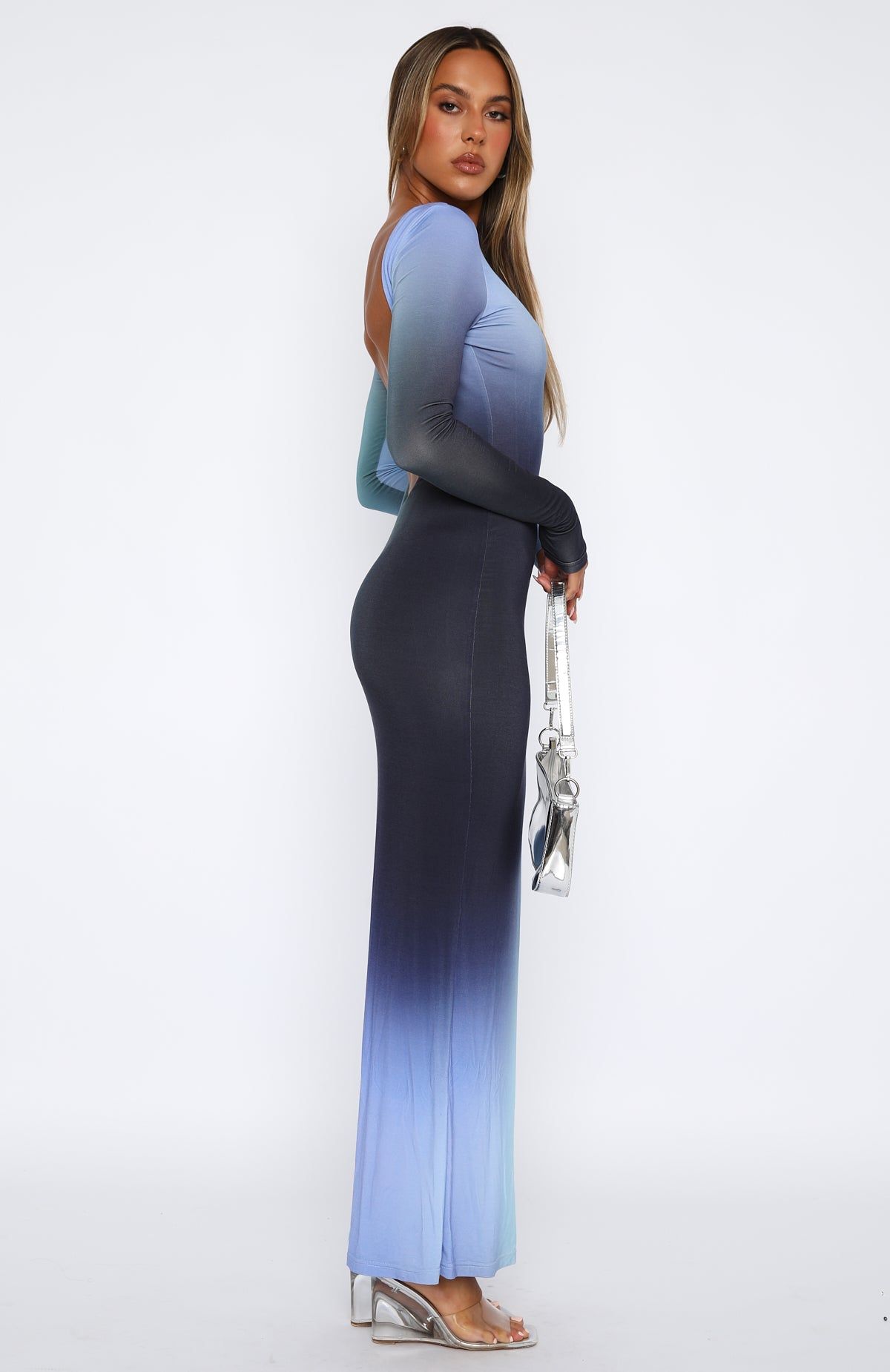 Say It Right Long Sleeve Maxi Dress Ocean sold by White Fox Boutique product image thumbnail 3