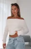 Late Night Out Off Shoulder Knit Top Cream sold by White Fox Boutique