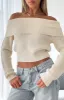 Late Night Out Off Shoulder Knit Top Cream sold by White Fox Boutique