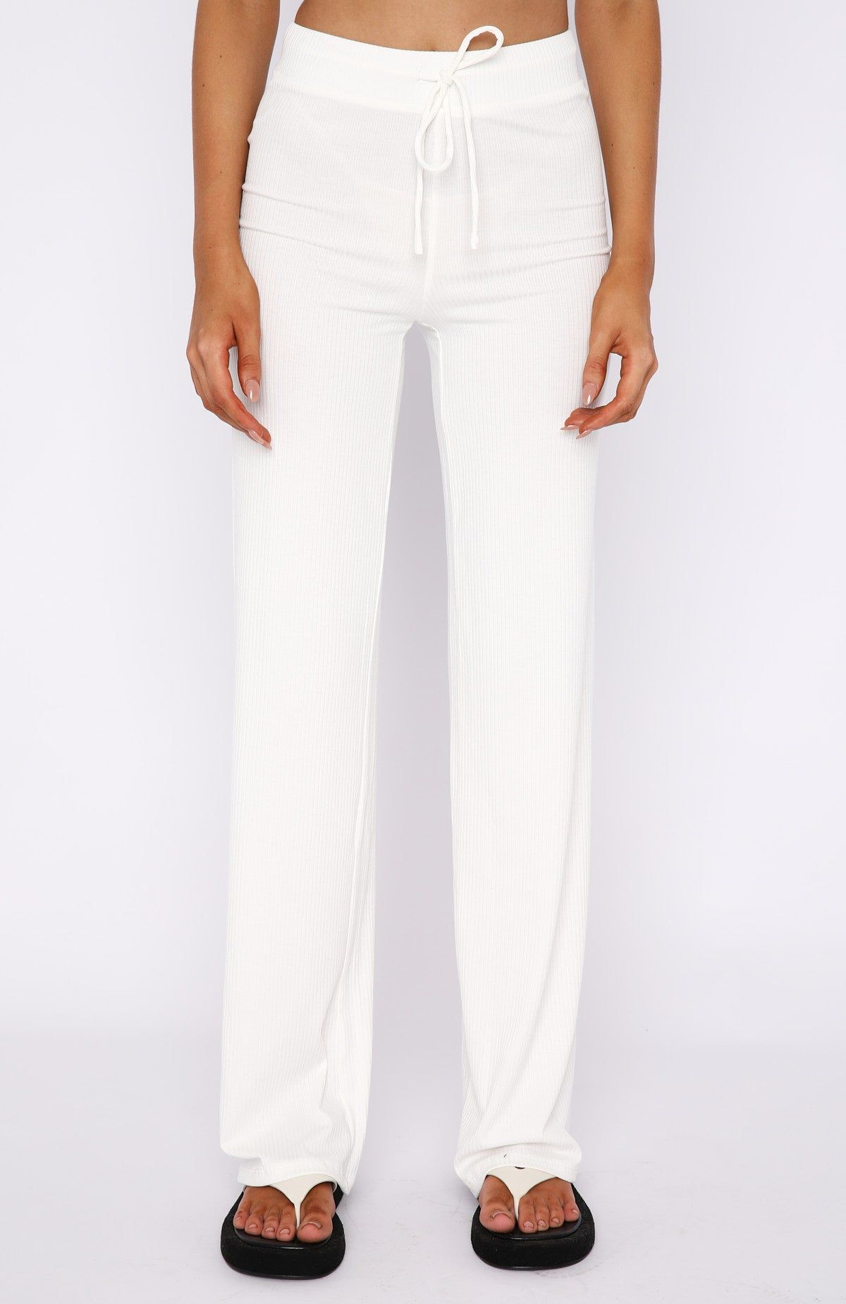 Adore You Ribbed Pants Cream sold by White Fox Boutique product image thumbnail 2