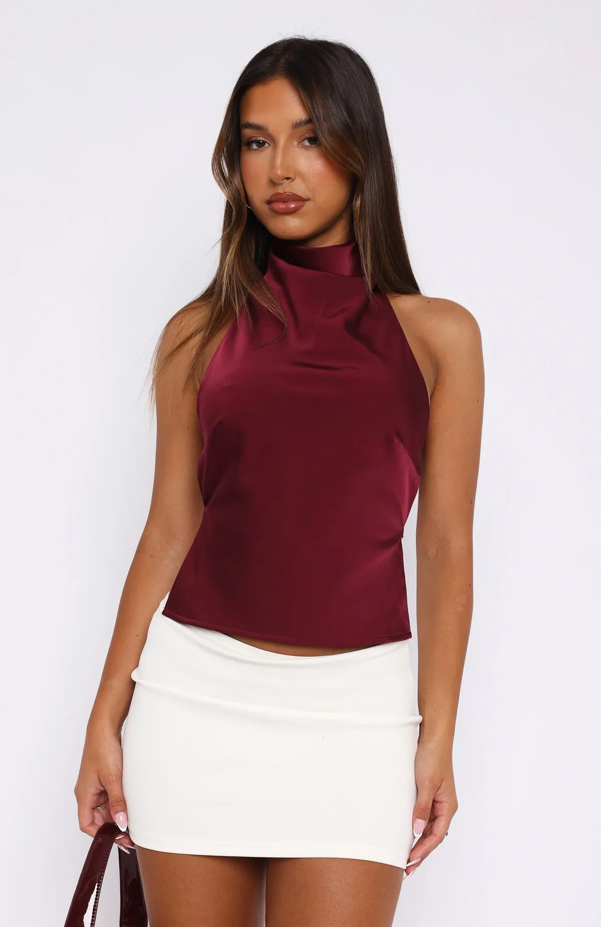 Time Passes Halter Top Merlot sold by White Fox Boutique product image thumbnail 2