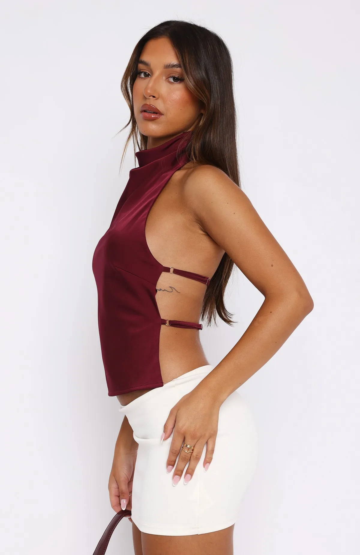 Time Passes Halter Top Merlot sold by White Fox Boutique product image thumbnail 3