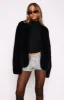 Happy Holidays Faux Fur Jacket Black sold by White Fox Boutique