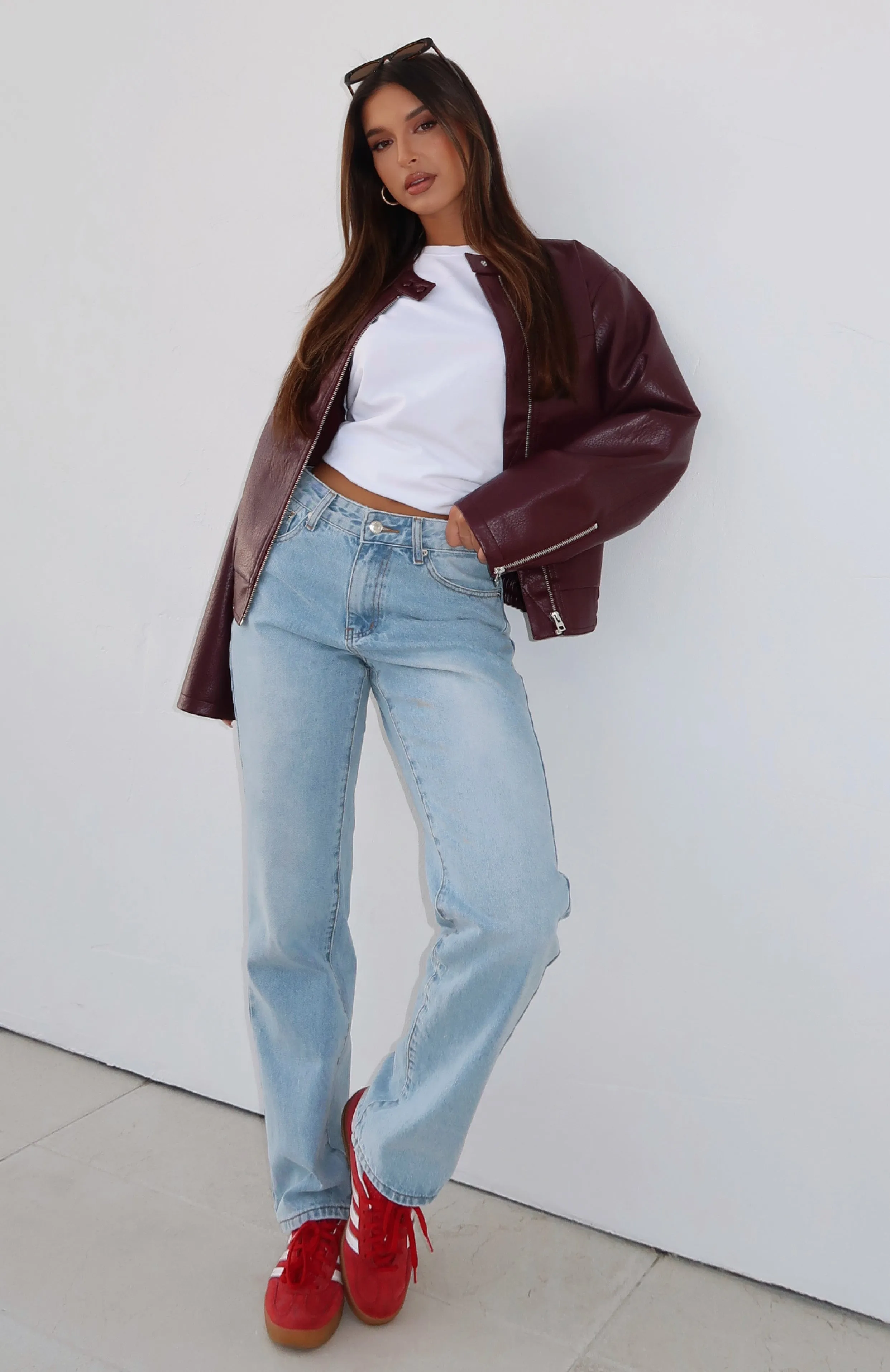 Natalie Mid Rise Straight Leg Jeans Light Blue sold by White Fox Boutique