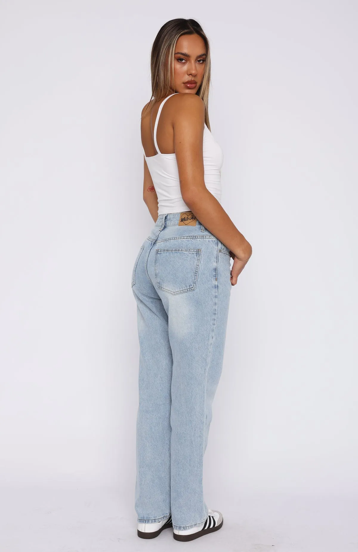 Natalie Mid Rise Straight Leg Jeans Light Blue sold by White Fox Boutique product image thumbnail 4