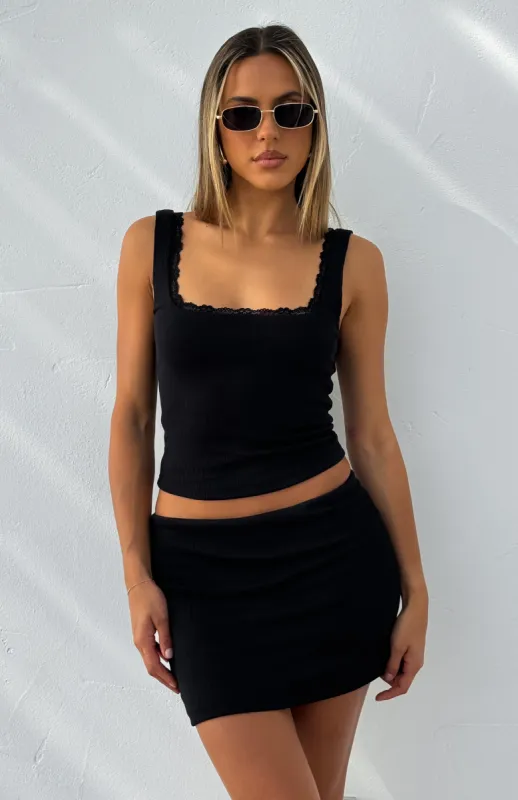 Don't Even Know You Mini Skirt Black sold by White Fox Boutique