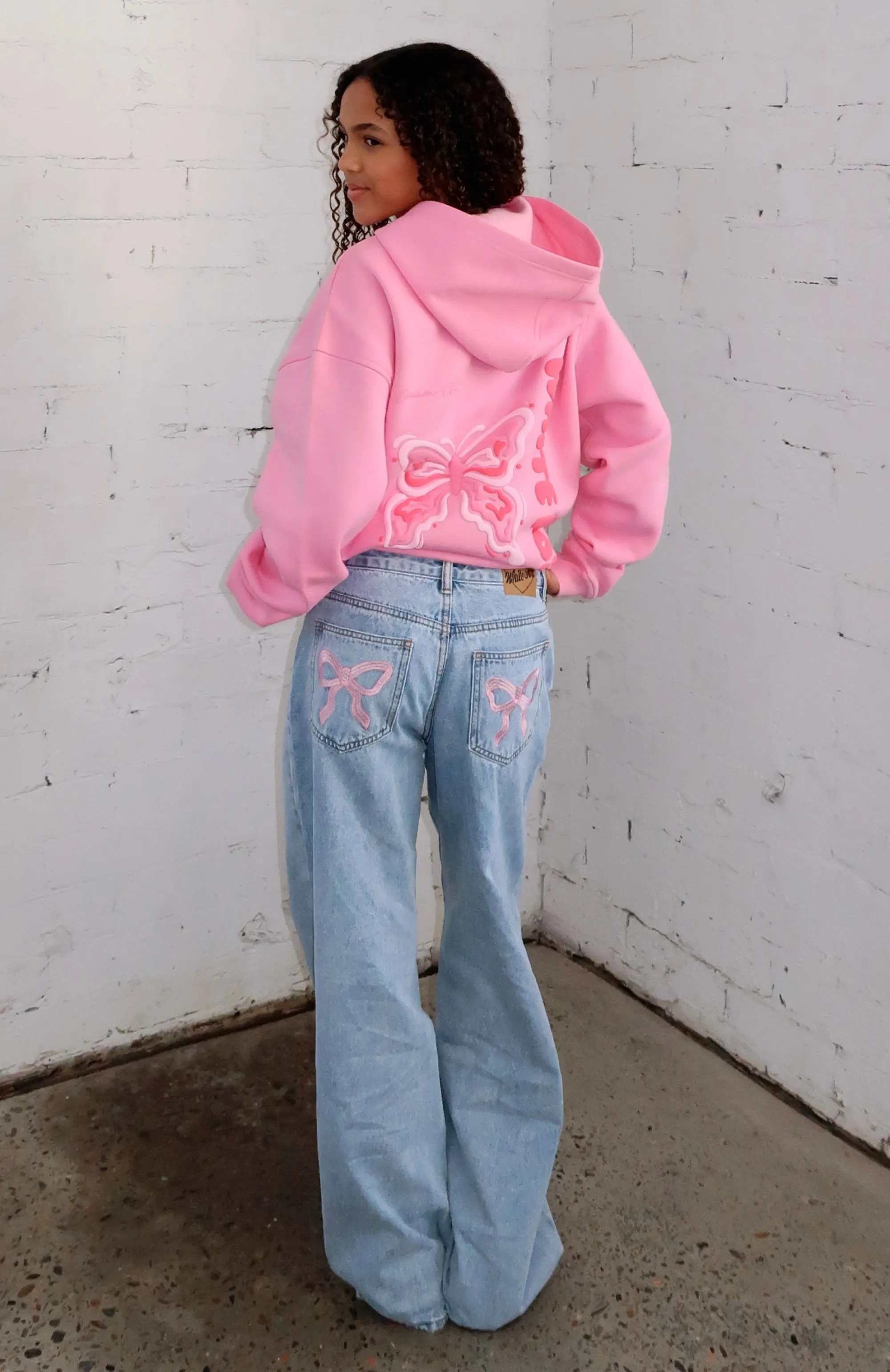 About A Girl Mid Rise Wide Leg Jeans Mid Blue sold by White Fox Boutique