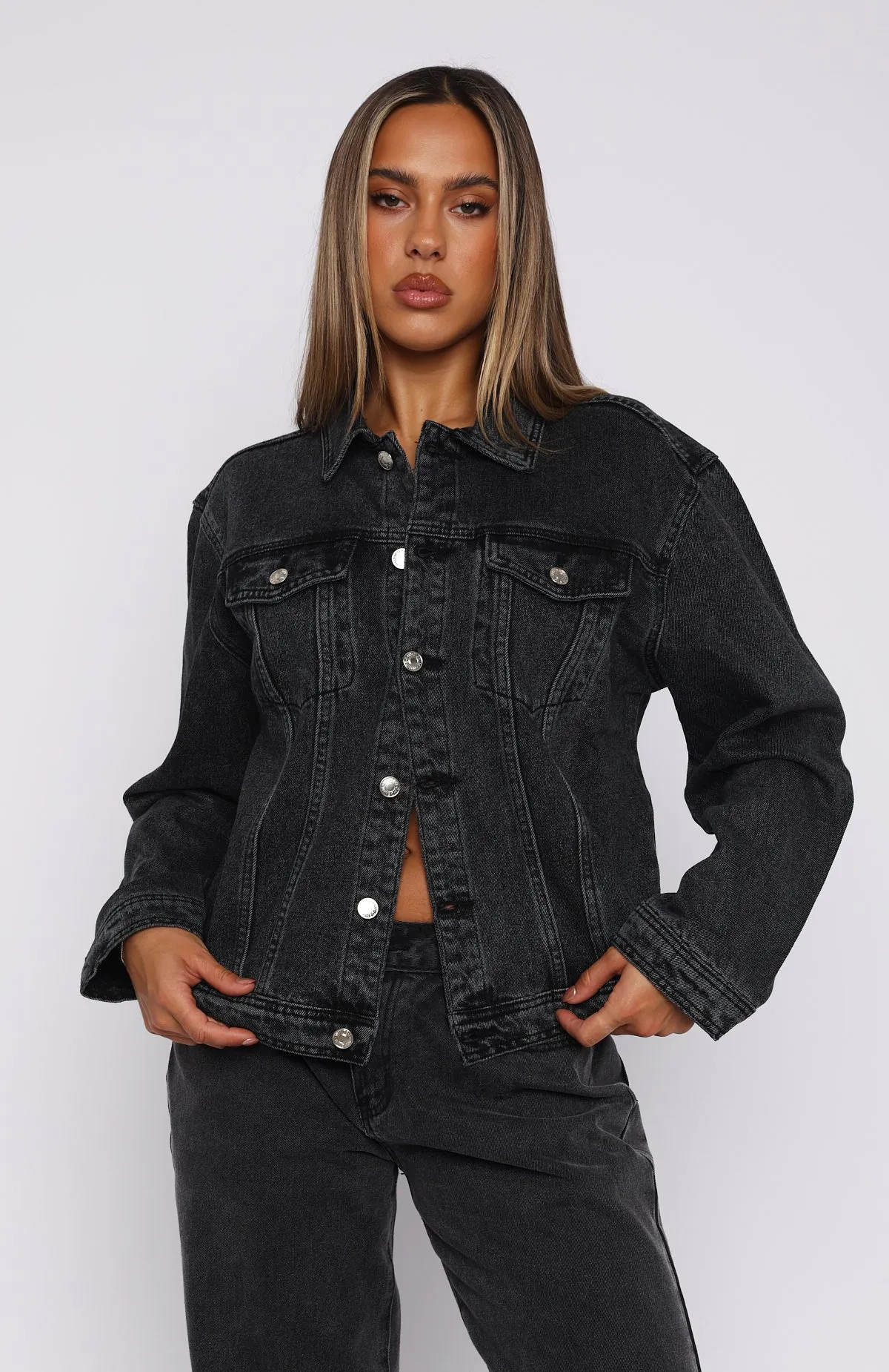 Back Street Denim Jacket Black Acid Wash sold by White Fox Boutique product image thumbnail 2