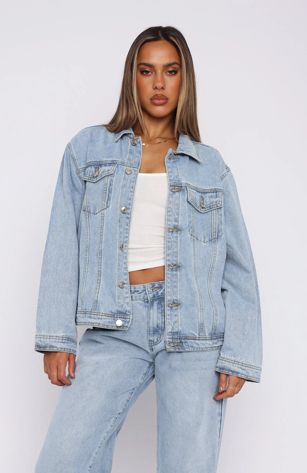 Back Street Denim Jacket Light Blue Wash sold by White Fox Boutique product image thumbnail 2