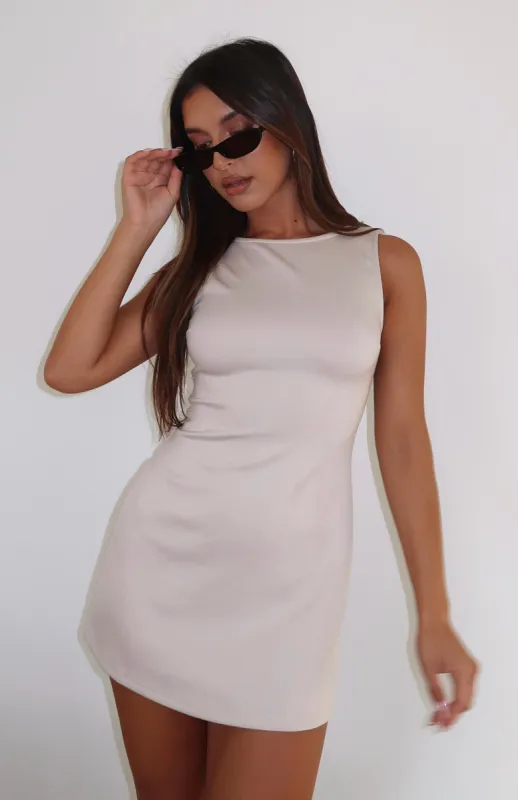 She's A Go Getter Mini Dress Stone sold by White Fox Boutique