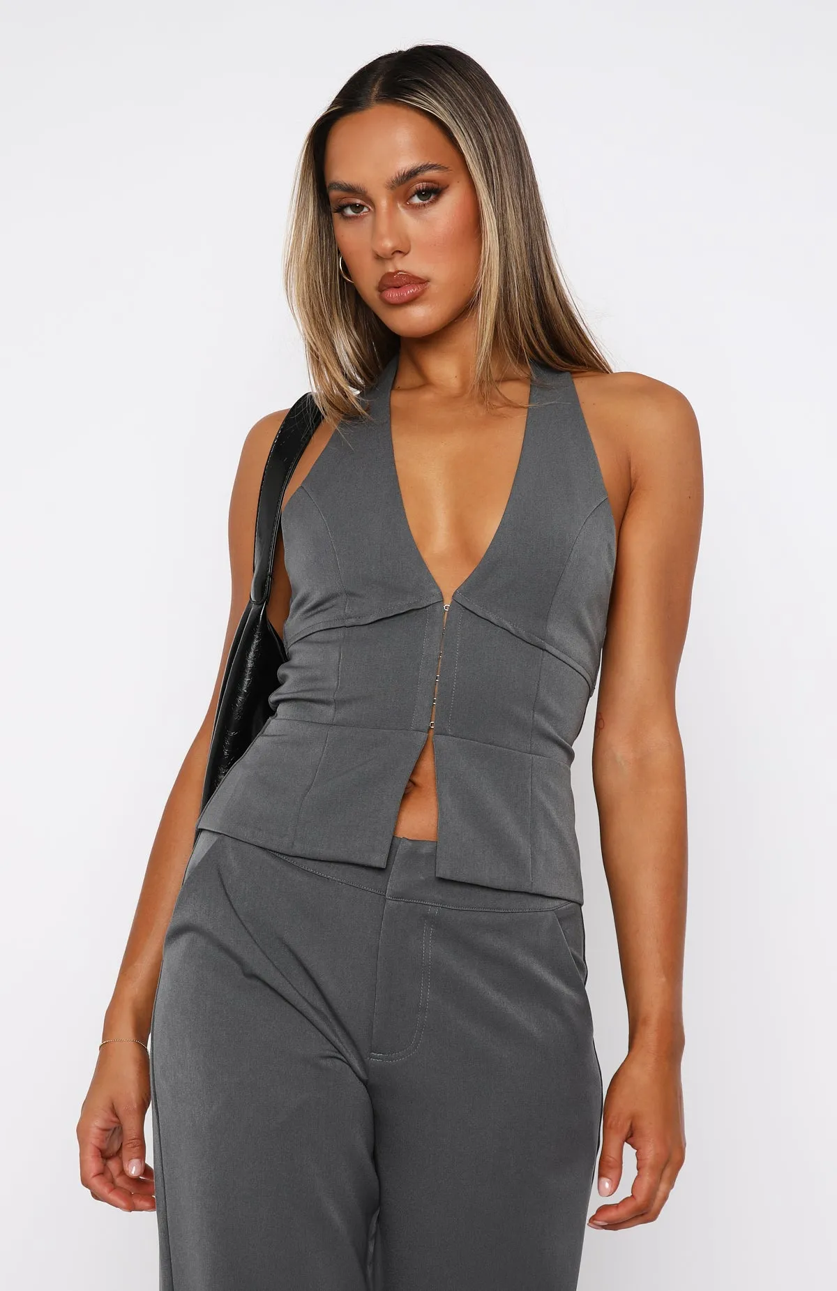 Only Acting Halter Top Charcoal sold by White Fox Boutique product image thumbnail 2