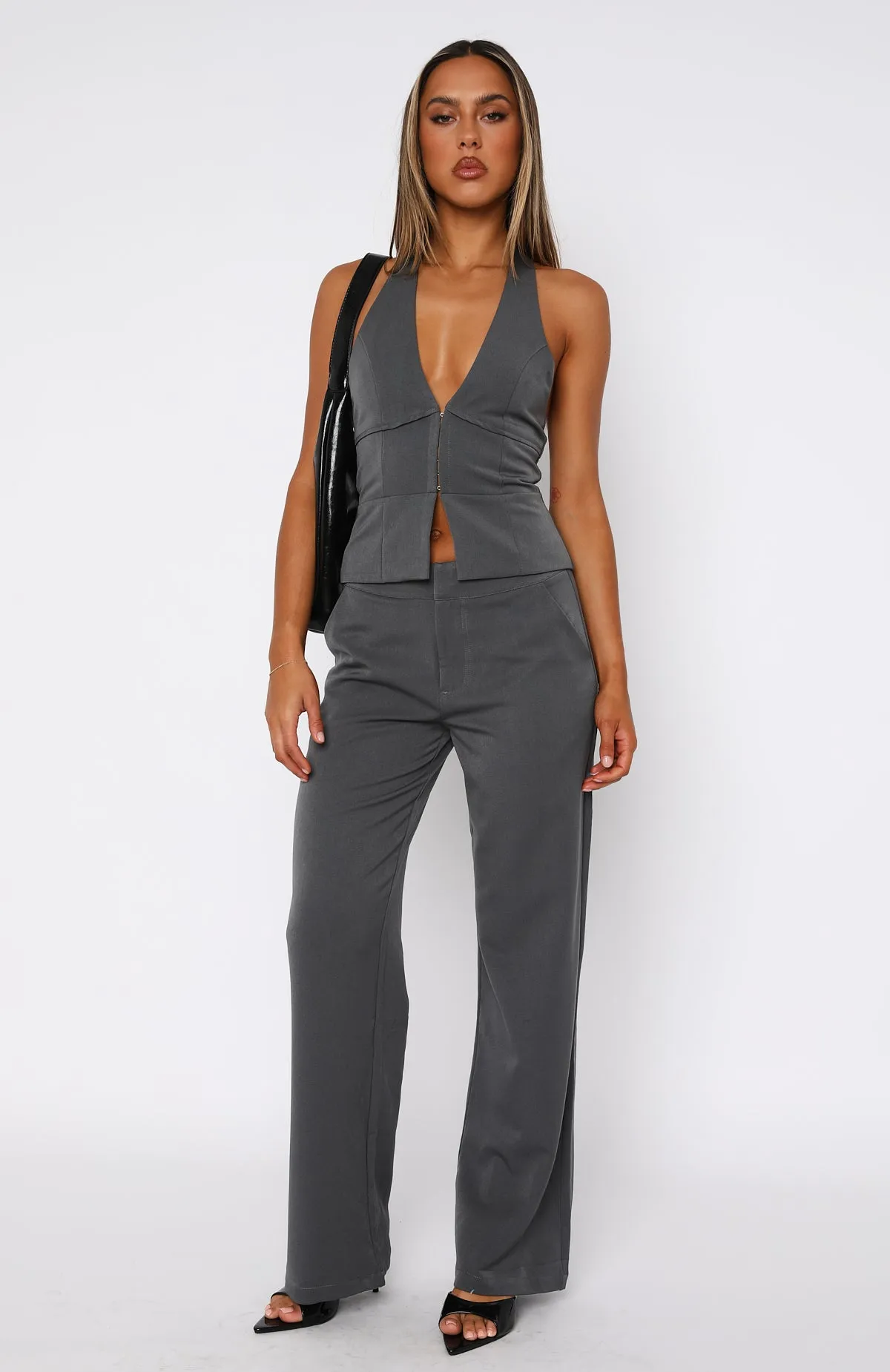 Only Acting Pants Charcoal sold by White Fox Boutique product image thumbnail 2