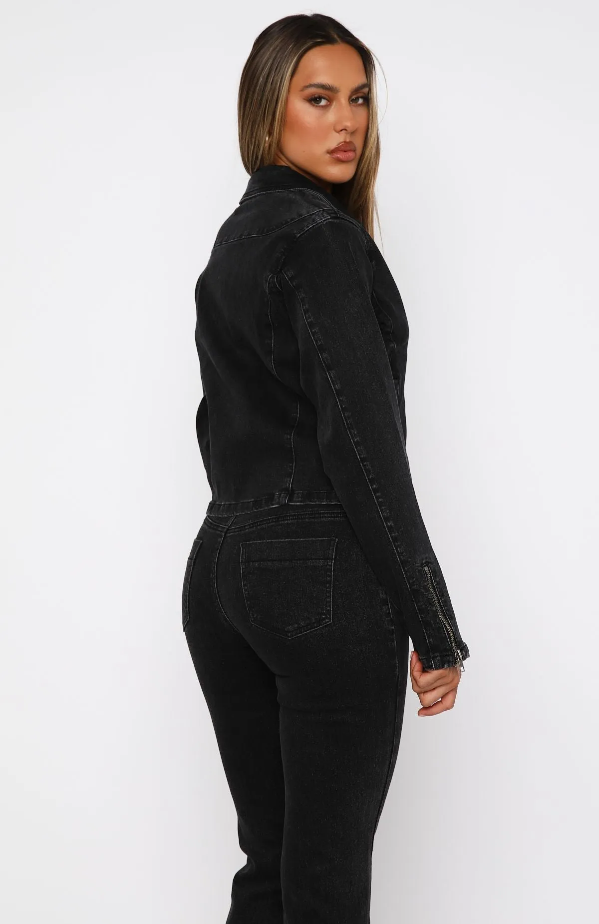 Kayla Denim Jacket Black Acid Wash sold by White Fox Boutique product image thumbnail 4