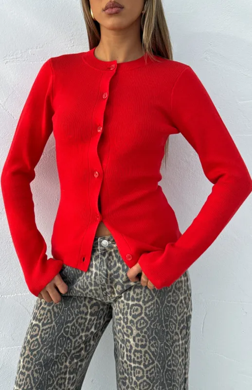 Can't Justify It Long Sleeve Knit Top Red made by White Fox Boutique