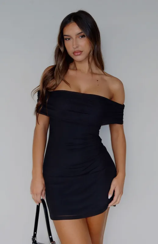 Got The Talent Off Shoulder Mini Dress Black sold by White Fox Boutique