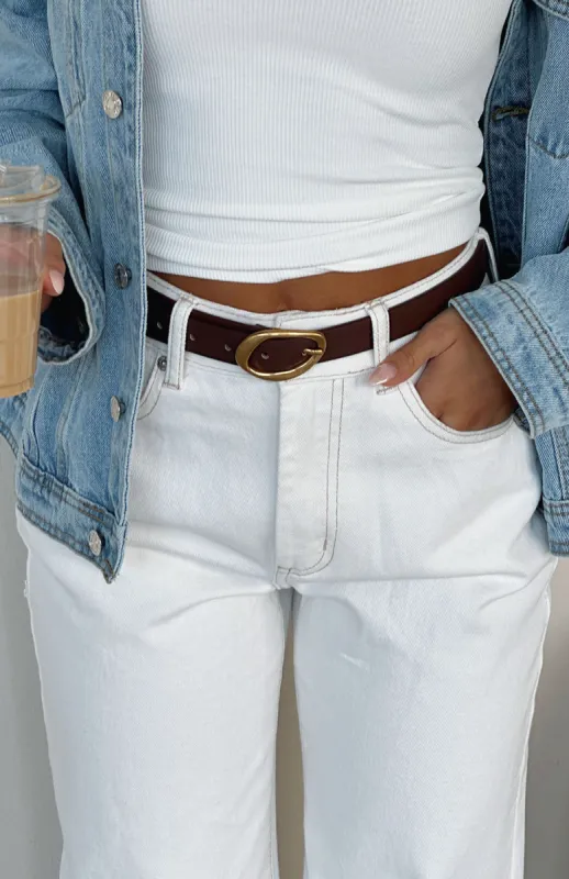 Lou Belt Chocolate/Gold sold by White Fox Boutique