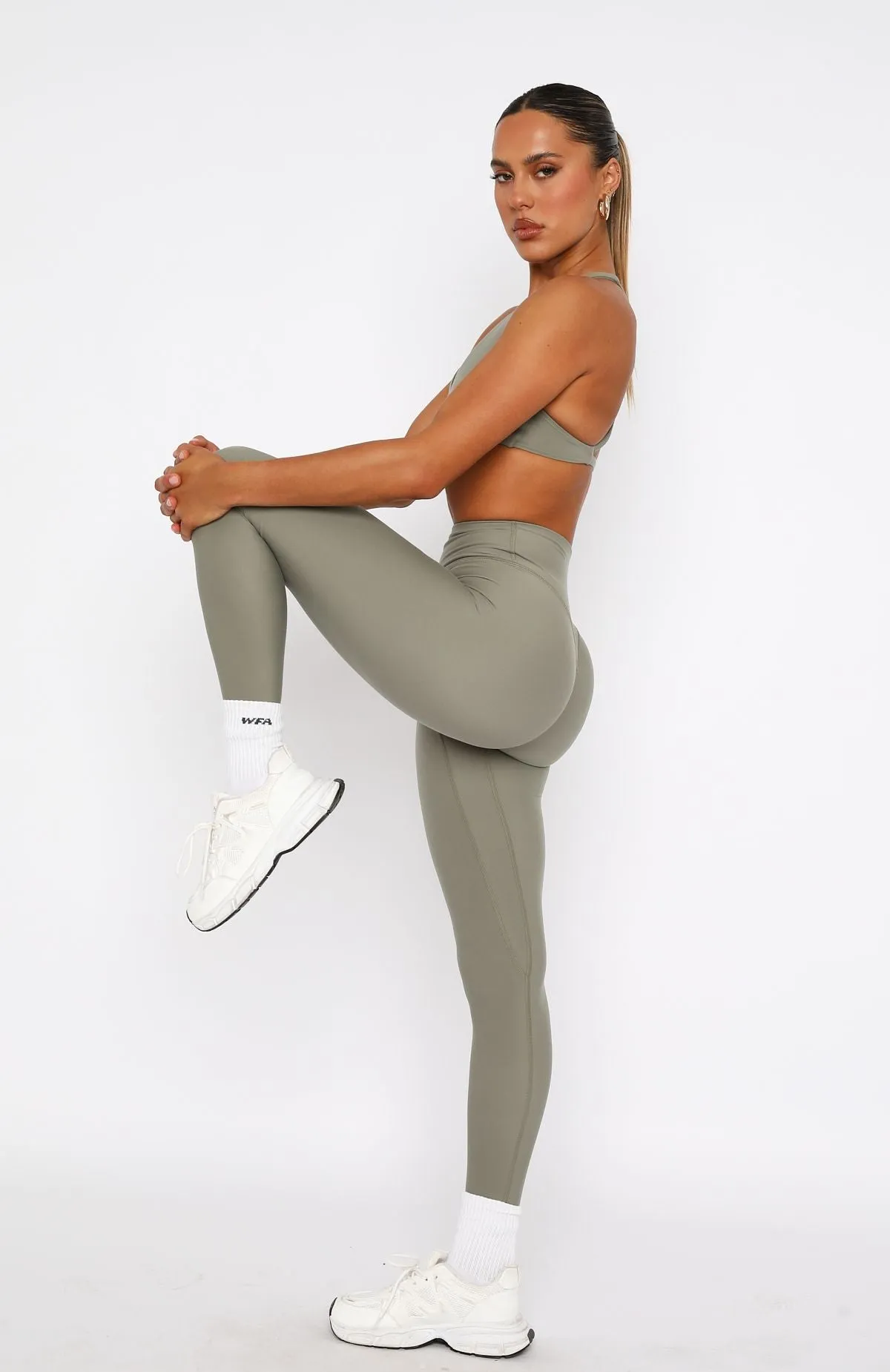 Go Getter High Waisted Leggings Olive sold by White Fox Boutique product image thumbnail 3