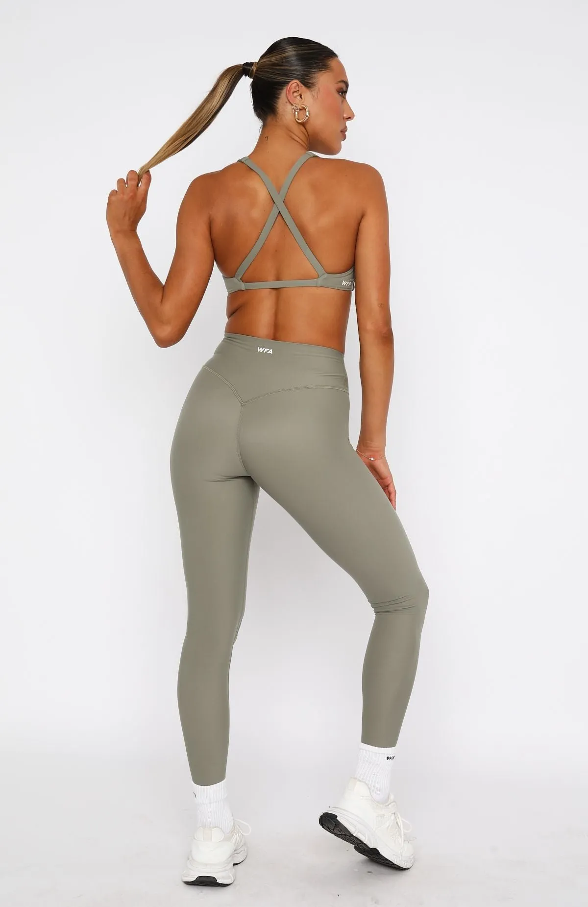 Go Getter High Waisted Leggings Olive sold by White Fox Boutique product image thumbnail 4