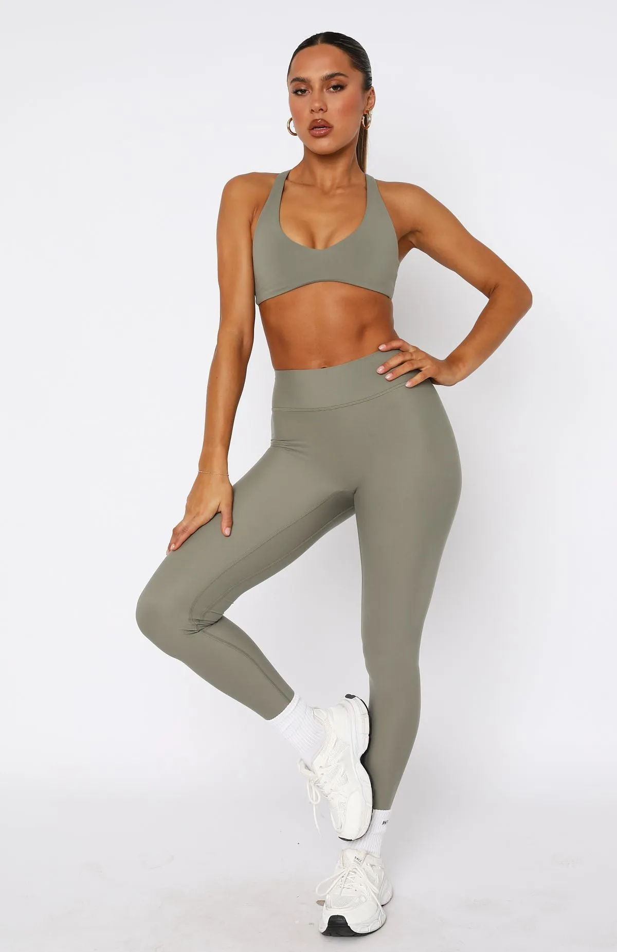 Go Getter High Waisted Leggings Olive sold by White Fox Boutique product image thumbnail 2