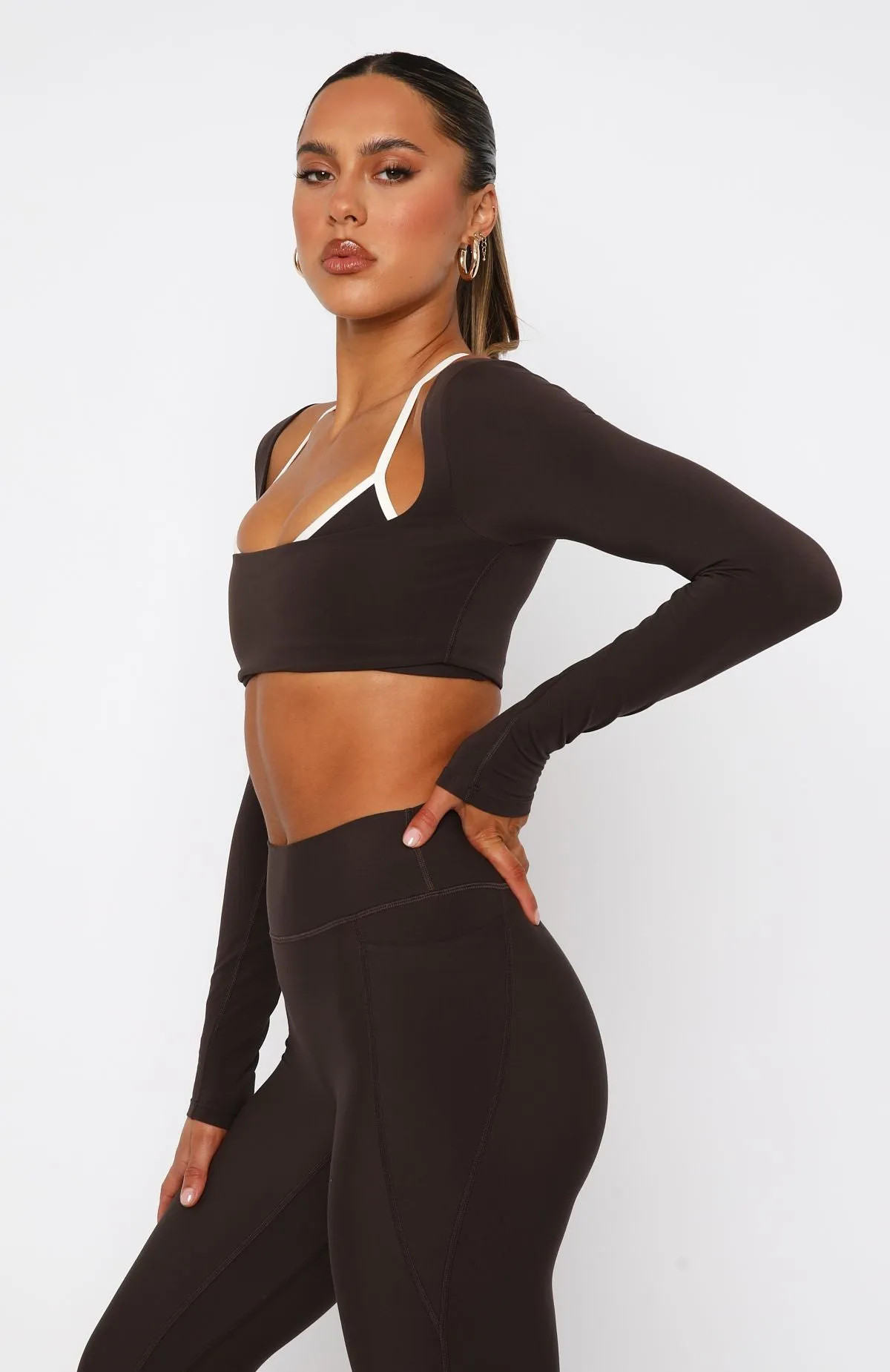 Thriving Long Sleeve Crop Espresso sold by White Fox Boutique product image thumbnail 3