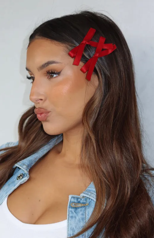 Cherry On Top Bow Hair Clips 4Pk Cherry sold by White Fox Boutique