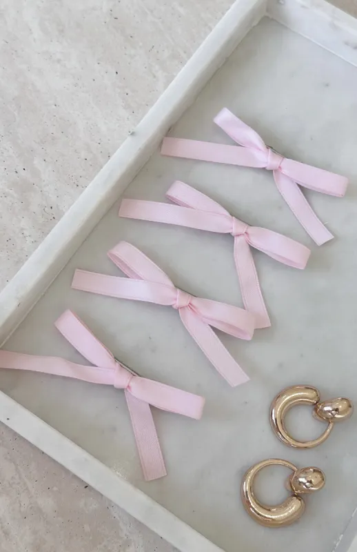 Cherry On Top Bow Hair Clips 4Pk Pink sold by White Fox Boutique