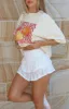 Burning Heart Lace Mini Skort White sold by White Fox Boutique