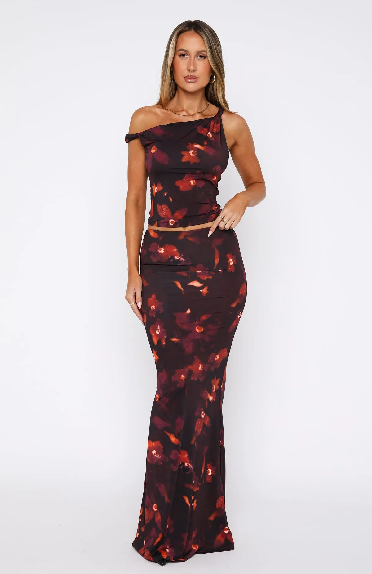 Sweet Salutations Maxi Skirt Ochre Blossom sold by White Fox Boutique product image thumbnail 2