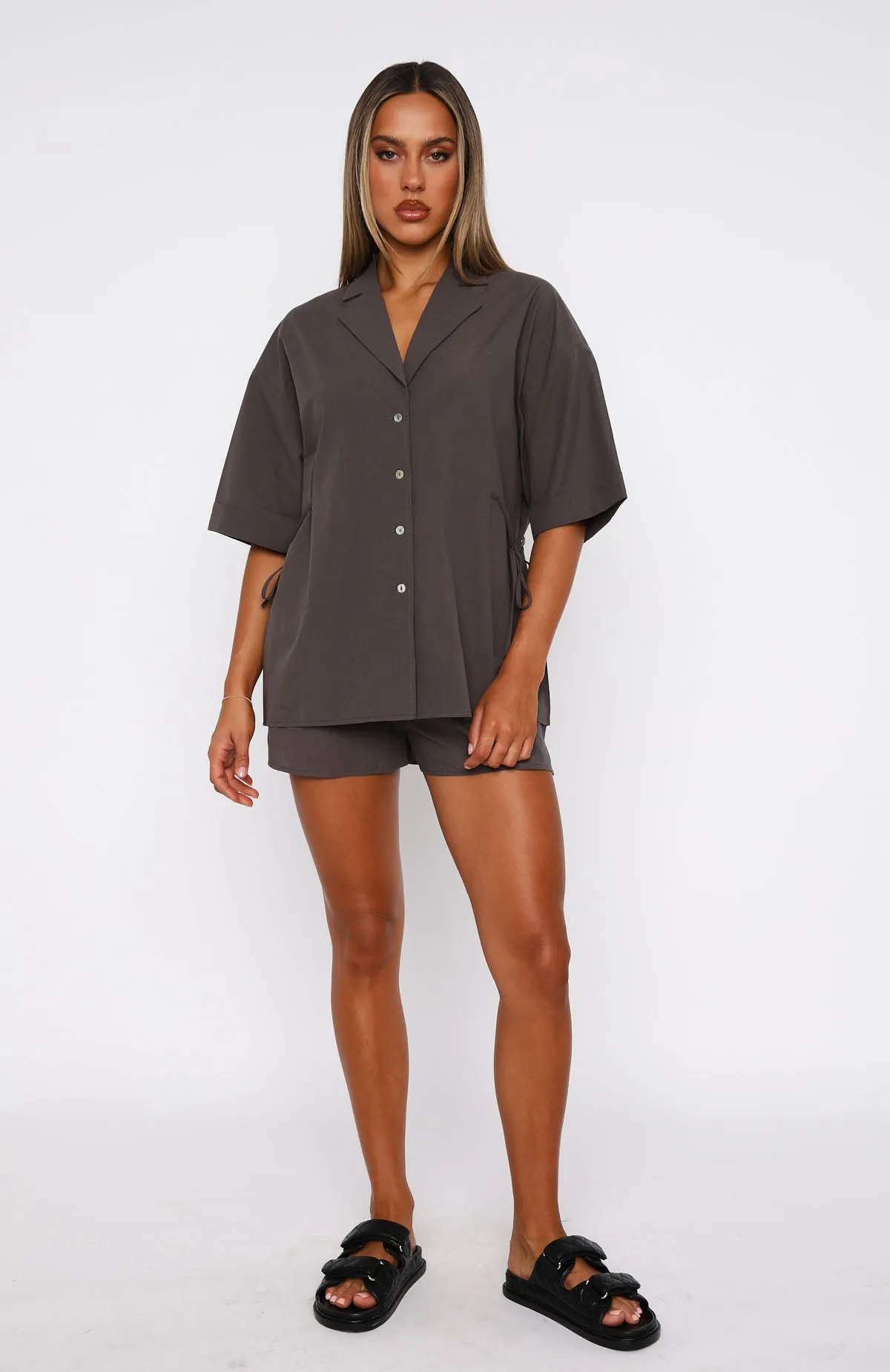 Making My Own Way Shorts Chocolate sold by White Fox Boutique product image thumbnail 5