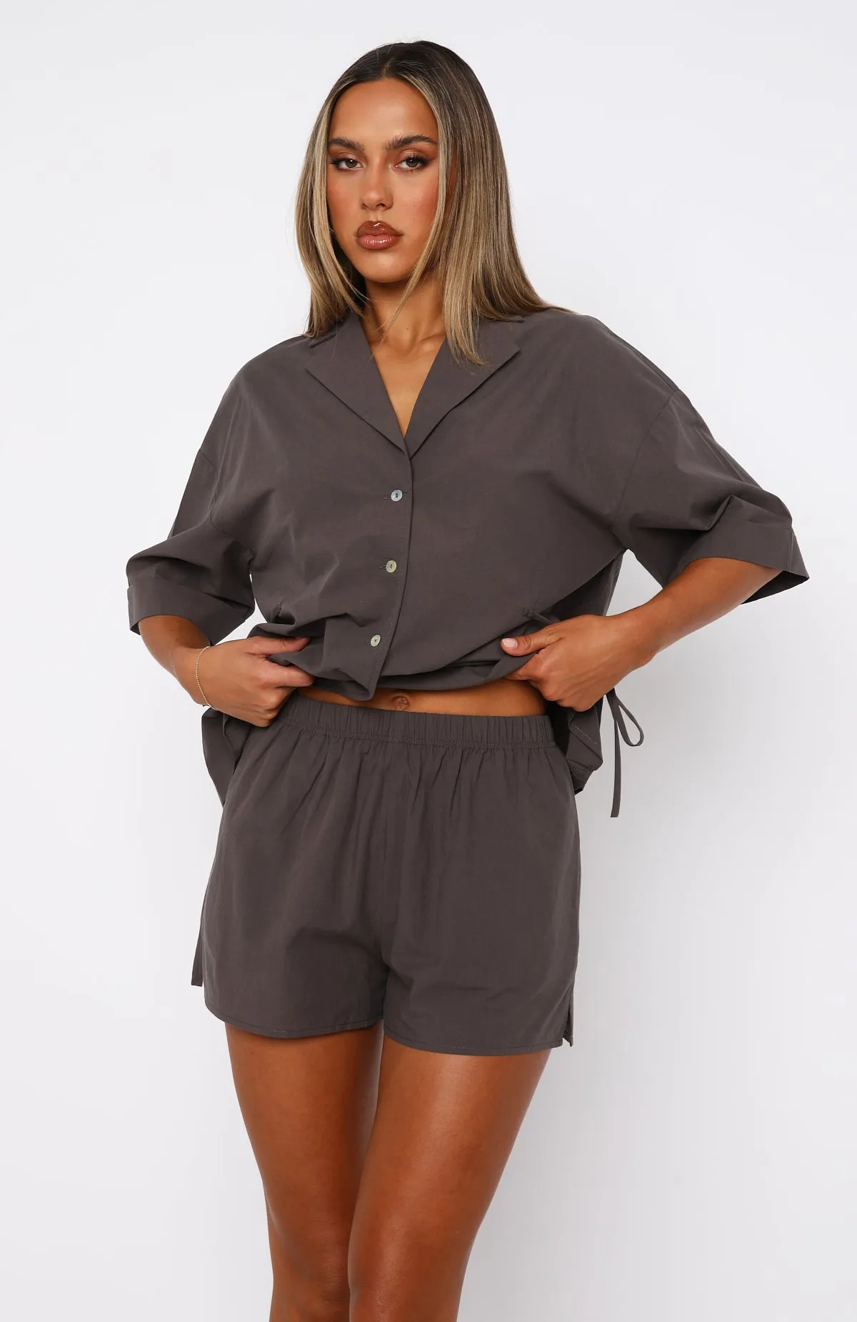 Making My Own Way Shorts Chocolate sold by White Fox Boutique product image thumbnail 2