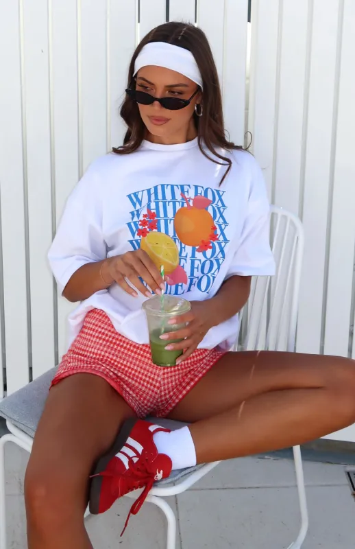 Oh So Sweet Oversized Tee White/Blue sold by White Fox Boutique