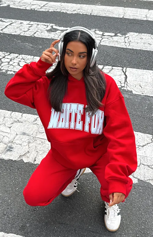 Decade Classics Varsity Oversized Hoodie Red sold by White Fox Boutique