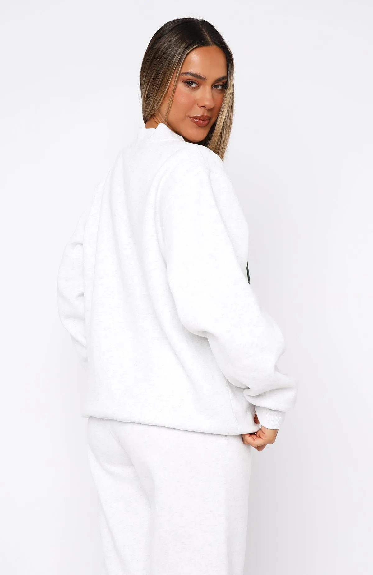 Decade Classics Varsity Oversized Sweater Grey Marle sold by White Fox Boutique product image thumbnail 4