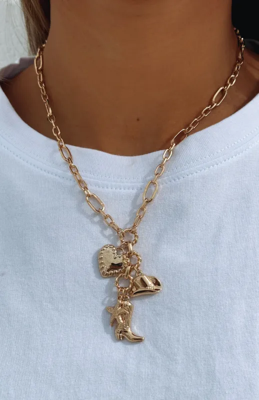 Saddle Up Pendant Necklace Gold sold by White Fox Boutique