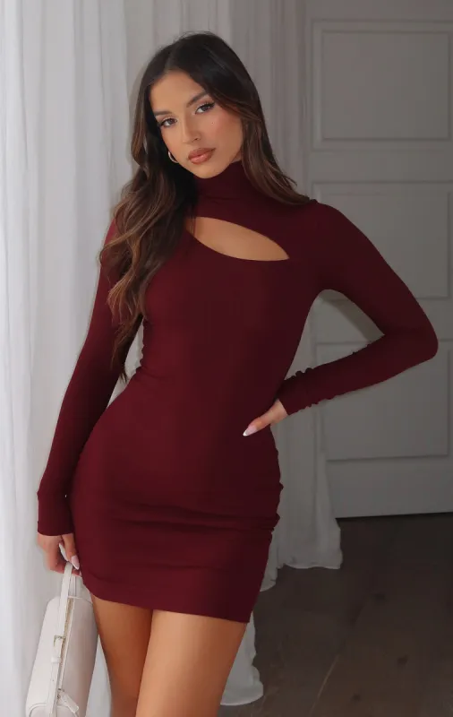 Light Up The Skies Long Sleeve Mini Dress Wine sold by White Fox Boutique