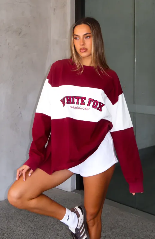 Need You More Long Sleeve Oversized Tee Maroon sold by White Fox Boutique