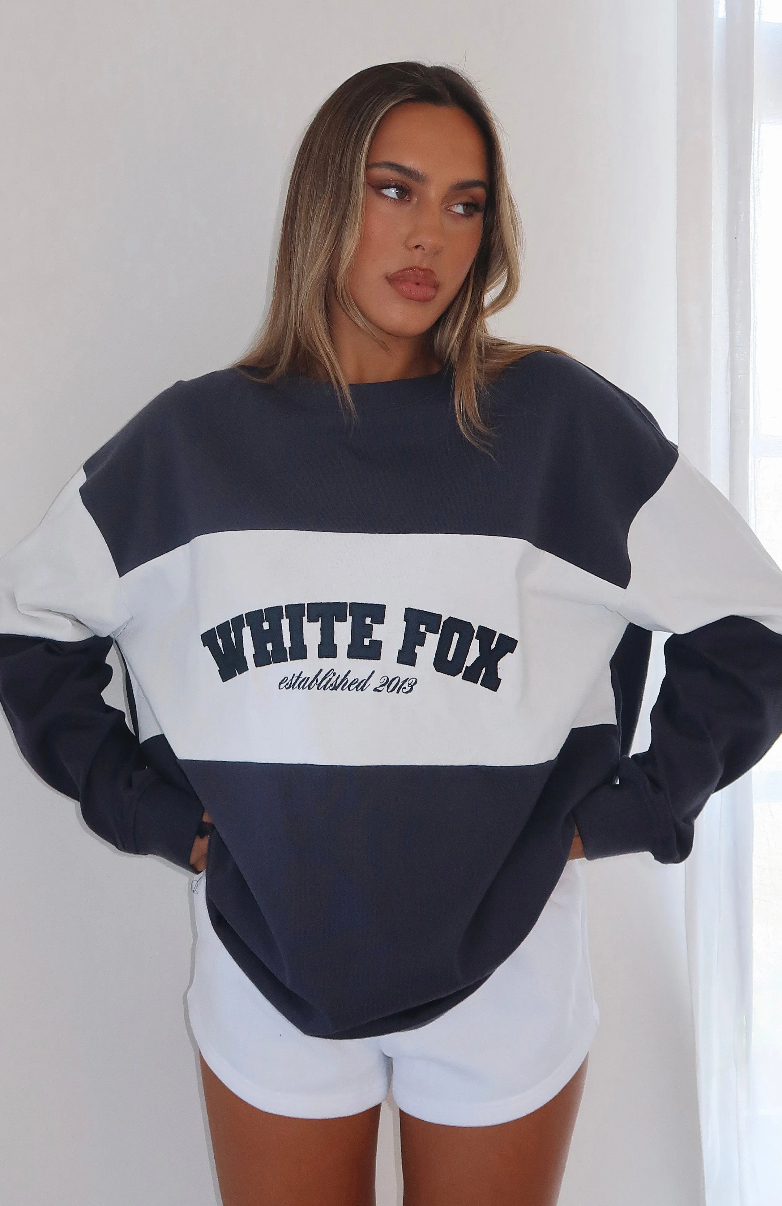 Need You More Long Sleeve Oversized Tee Navy sold by White Fox Boutique