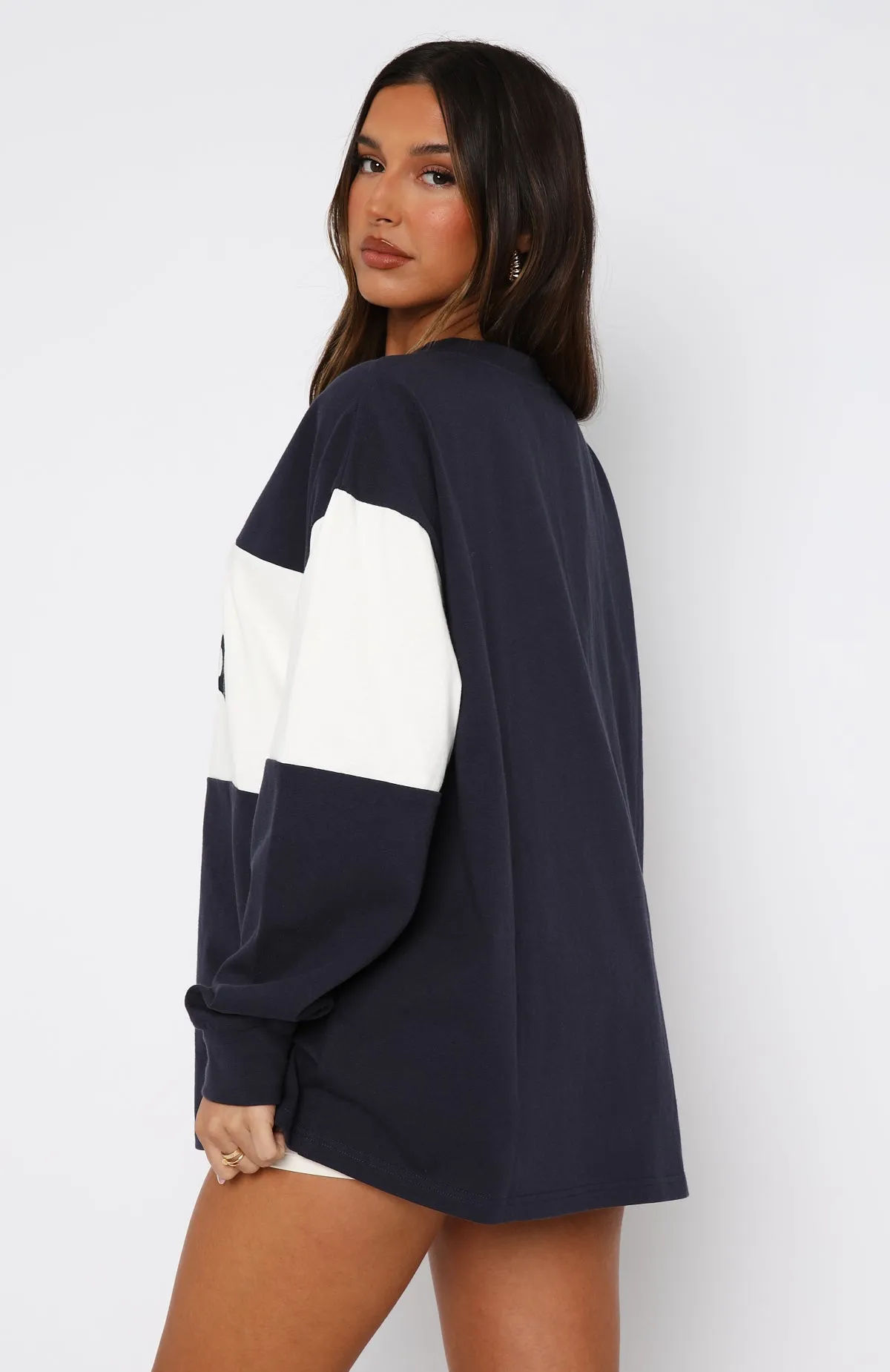 Need You More Long Sleeve Oversized Tee Navy sold by White Fox Boutique product image thumbnail 4