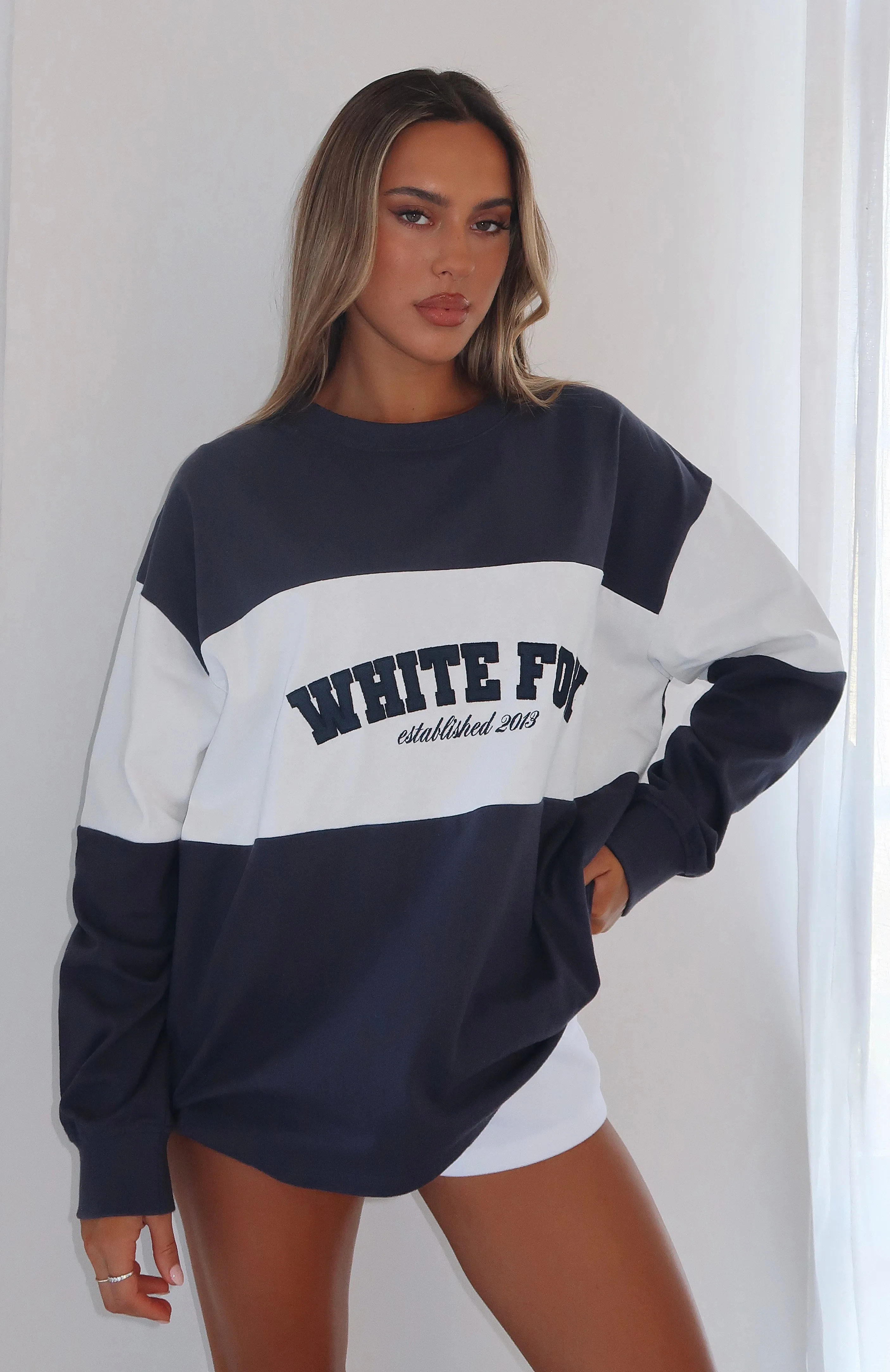 Need You More Long Sleeve Oversized Tee Navy sold by White Fox Boutique product image thumbnail 5