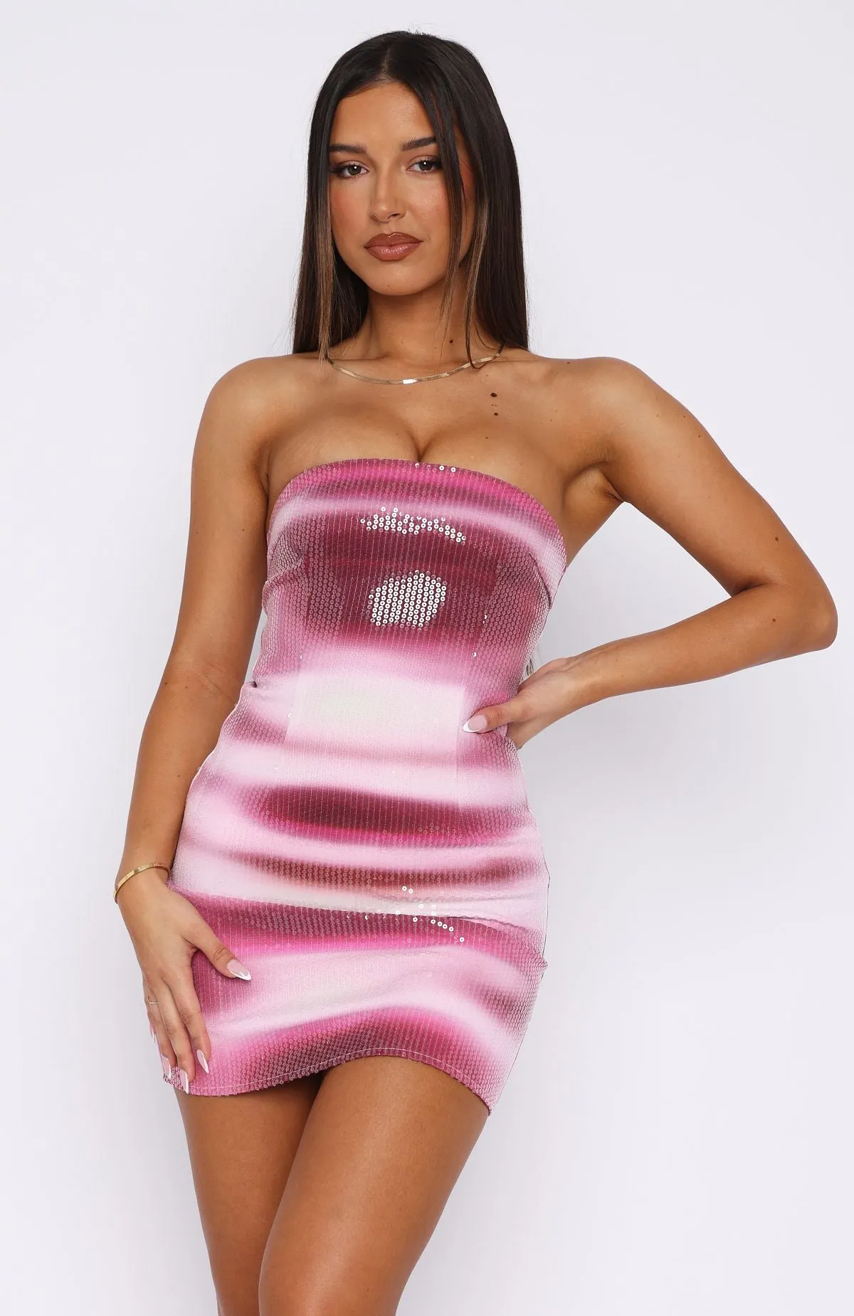 Make Up My Mind Sequin Mini Dress Boysenberry Ripple sold by White Fox Boutique product image thumbnail 2