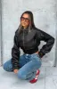 Wise Beyond PU Bomber Jacket Chocolate sold by White Fox Boutique