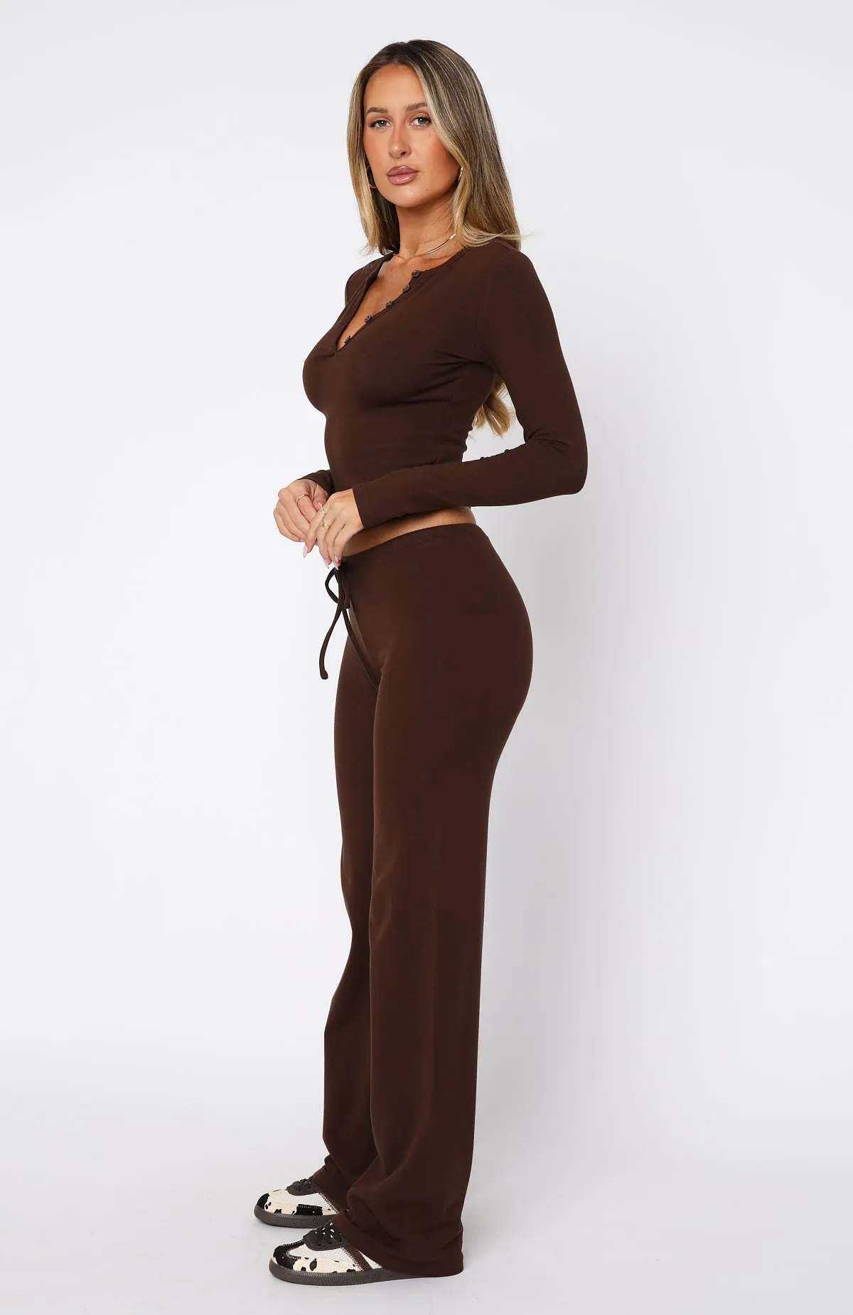 Till The End Pants Chocolate sold by White Fox Boutique product image thumbnail 3