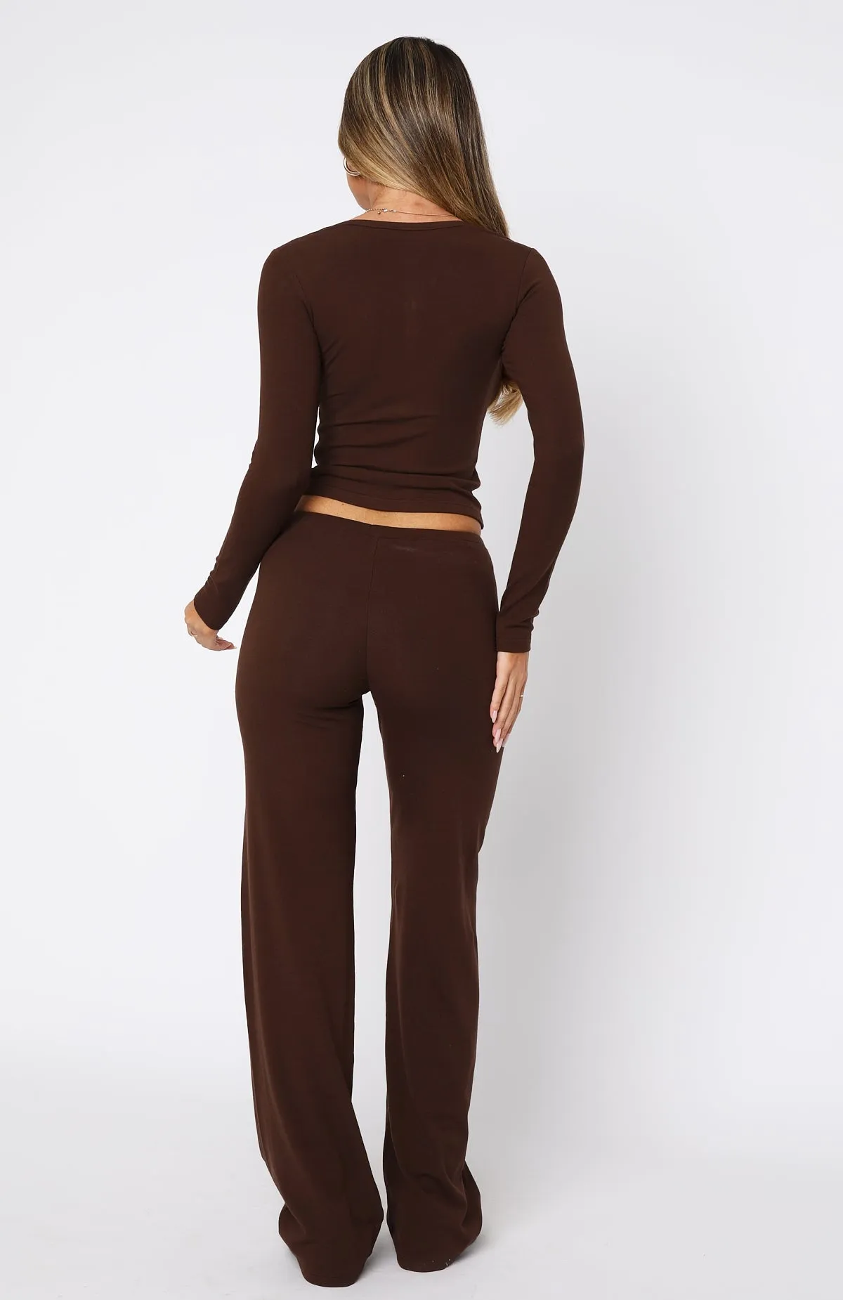 Till The End Pants Chocolate sold by White Fox Boutique product image thumbnail 4