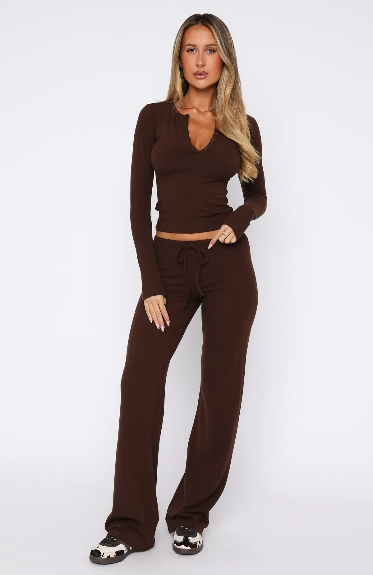 Till The End Pants Chocolate sold by White Fox Boutique product image thumbnail 2