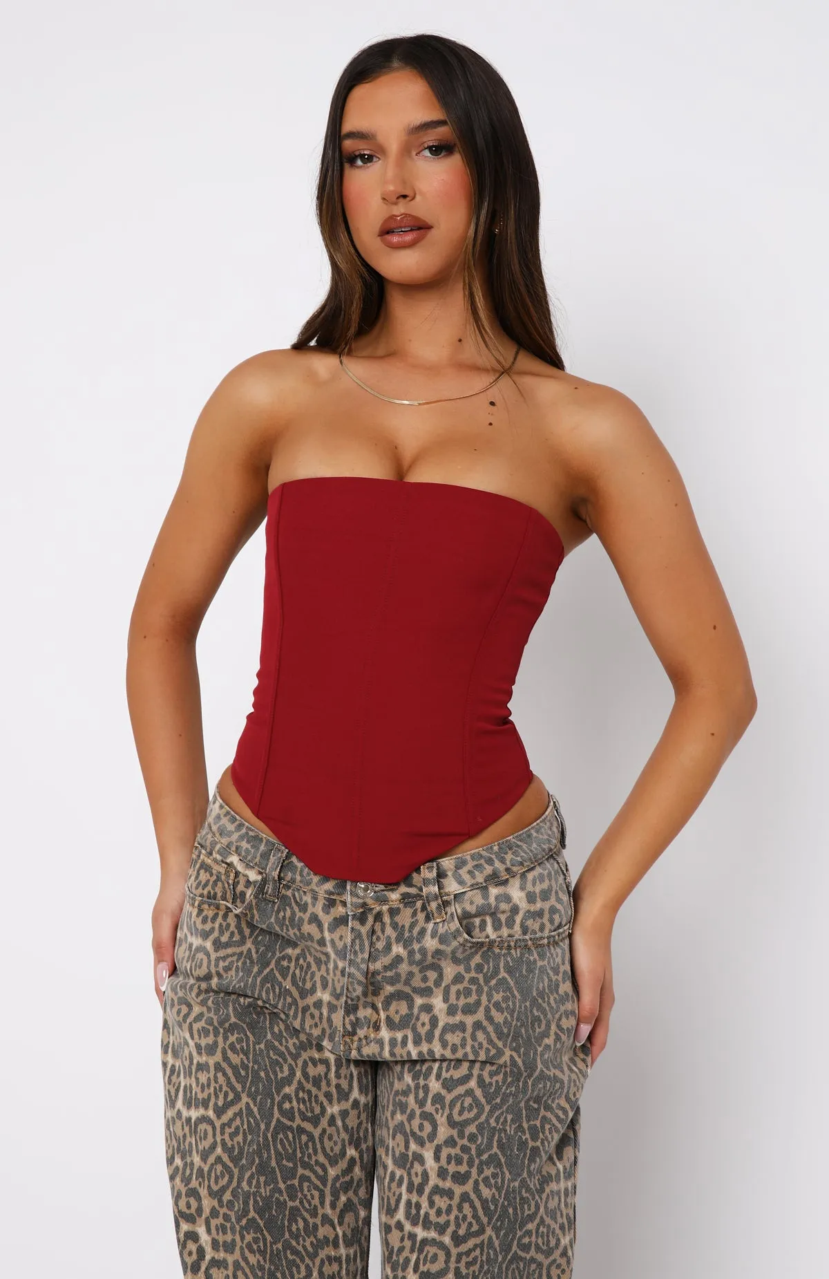 Let It Go Strapless Bustier Wine sold by White Fox Boutique product image thumbnail 2