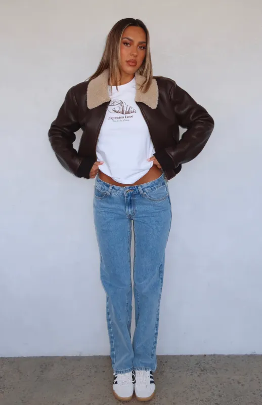Lucy Low Rise Straight Leg Jeans Mid Blue sold by White Fox Boutique